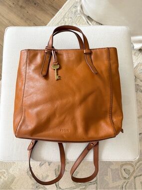 Fossil Tan Leather Camilla Convertible Small Backpack / Bag